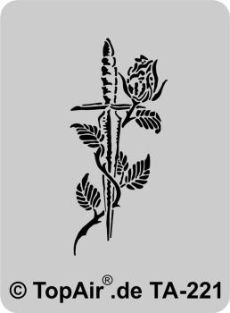 Schablone TA-221 Schwert mit Rose aus dünnem, strapazierfähigem Kunststoff    © TopAir