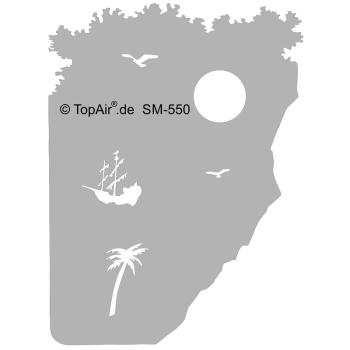 TopAir -Schablone SM-550 Berg, Wasser, Wolke, Schiff aus dünnem, strapazierfähigem Kunststoff