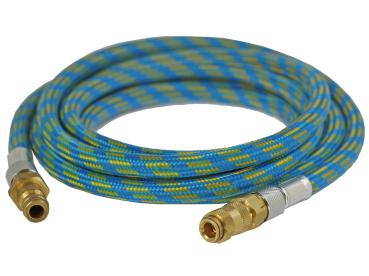 Gewebeschlauch 2m, Blau/Gelb, Stecknippel 5,0 / Mini-Schnellkupplung