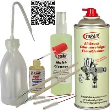 Airbrush Reinigungs-u.Pflegeset gross, Wasserspritzflasche,  Bürsten, Cleaner, Clean and Go . . . .