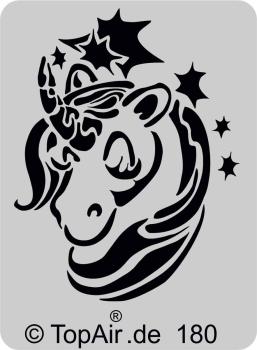 Schablone TA-180 - Einhorn, aus dünnem, strapazierfähigem Kunststoff    © TopAir