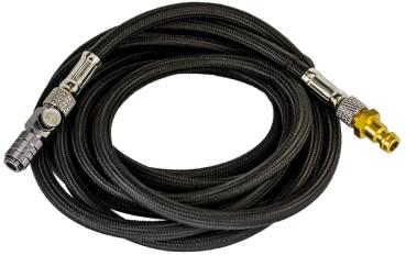 Gewebeschlauch Schwarz, 3,0 Meter mit Stecknippel 5,0 mm  und Minischnellkupplung mit Luftregulierung