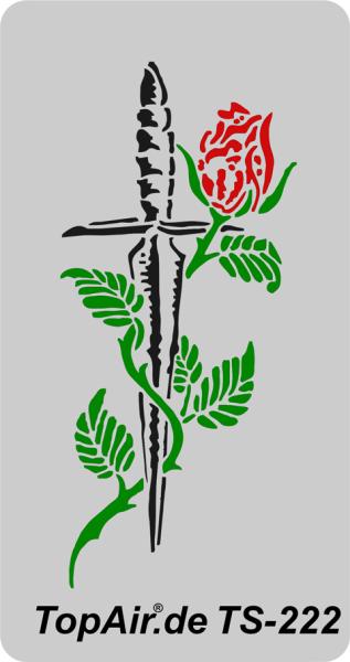 TopAir -Schablonen-Set TS-222 Rose mit Schwert, aus dünnem, strapazierfähigem Kunststoff