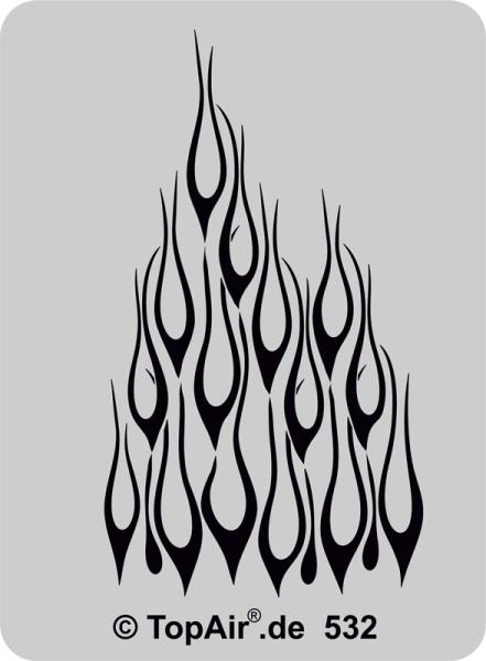 Schablone TA-532 Flammen, aus dünnem, strapazierfähigem Kunststoff    © TopAir
