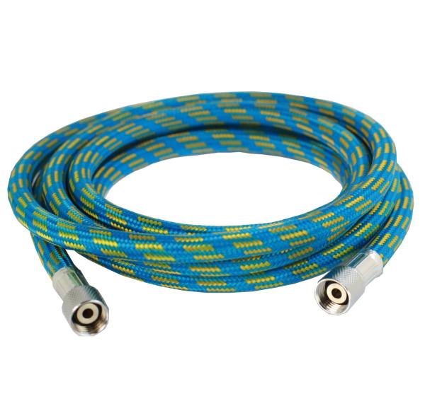 Gewebeschlauch 1,8 m, Blau/Gelb beidseitig 1/8" Gewinde