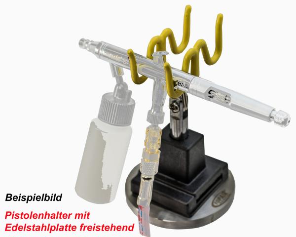 Pistolenhalter für 2+2 Airbrushes auf Edelstahlplatte