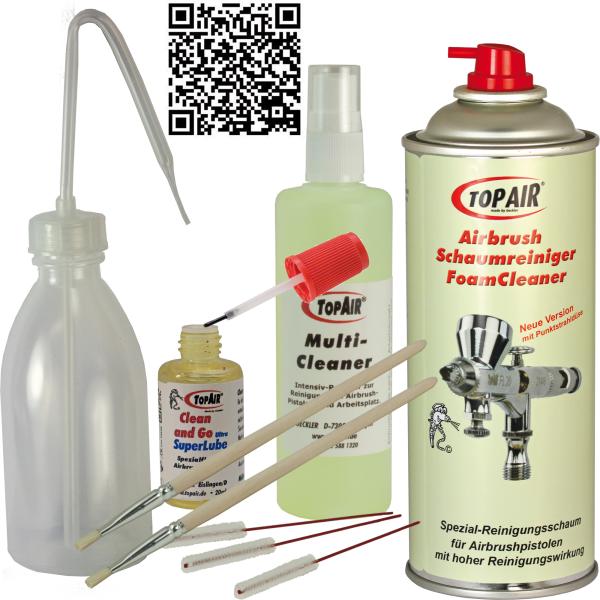 Airbrush Reinigungs-u.Pflegeset gross, Wasserspritzflasche,  Bürsten, Cleaner, Clean and Go . . . .
