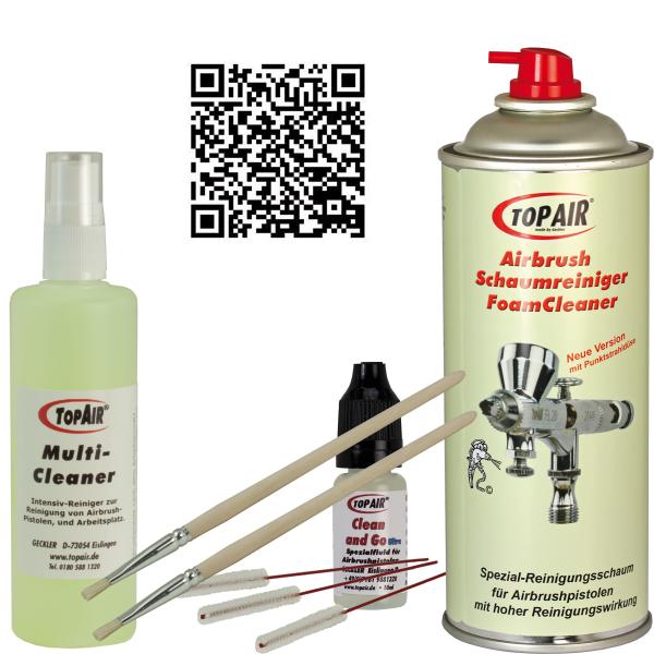 Airbrush Reinigungs-u.Pflegeset mit  Bürsten, Cleaner, Clean and Go . . . .