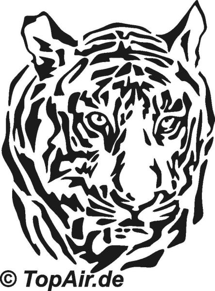Schablone TA-274 Tigerkopf aus dünnem, strapazierfähigem Kunststoff    © TopAir