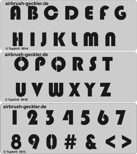 Schablone TA-591-Schrift, aus dünnem, strapazierfähigem Kunststoff    © TopAir