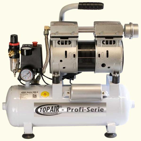 Kompressor TopAir® Ventus V80-9, Vollautomat, 80 ltr. Ölfrei mit Lufttank - Das leise Profigerät für mehrere Arbeitsplätze