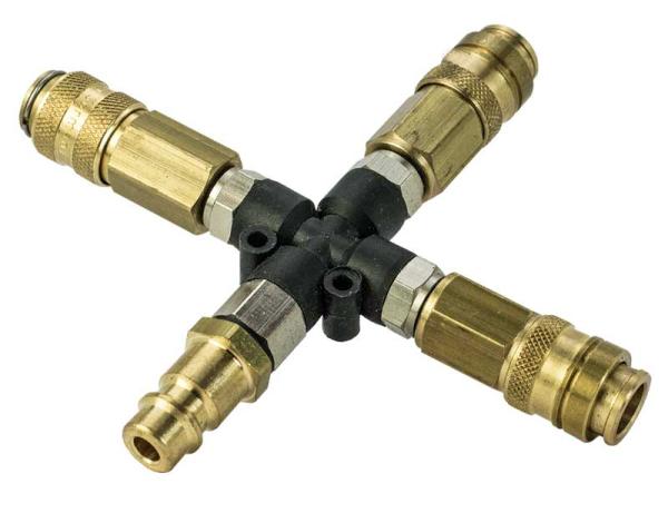 Luftverteilung Kunststoff, Stecknippel 7,2 / 3 x Schnellkupplung 5,0 mm