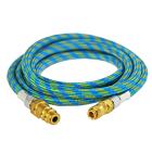 Gewebeschlauch 2 Meter, Blau/Gelb m. Stecknippel 7,2mm, Mini-Schnellkupplung