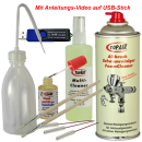 Airbrush Reinigungs-u.Pflegeset gross, Wasserspritzflasche,  Bürsten, Cleaner, Clean and Go . . . .