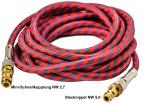 Gewebeschlauch Rot, 3,0 Meter mit Stecknippel 5,0 mm  und Minischnellkupplung