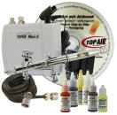 Airbrush-Starterset mit Minikompressor,  Schlauch, TopAir FL-30, Farbset